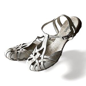 SKECHERS Leather & Canvas Sandals Flat Slingback Closed Toe Sandals Size 1…